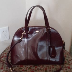 Coach New York Purse Bag Wine Zip Top